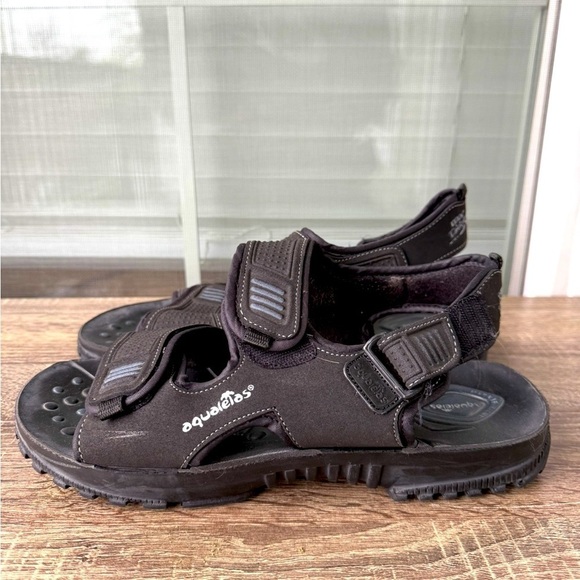 Shoes - Men’s Black Sport Aqualetas Sandals Size 9 – Adjustable Straps, Comfort Sole ECU
